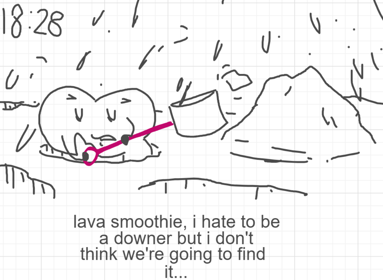 A panel from I've Been Everywhere, Man, episode nine of the Board Boards object show by Furretwalk/WalkingFurret.